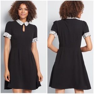 Modcloth Mini Dress with Lace Trim and Pearl Buttons